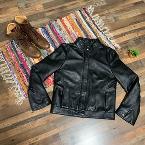 Vera Pelle Vintage Black Leather Moto Jacket